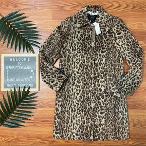 NWT J Crew Double Leopard Cheetah Topcoat Jacket